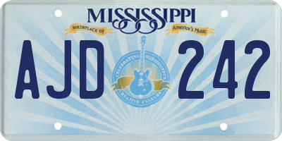 MS license plate AJD242