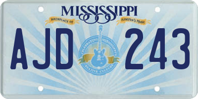 MS license plate AJD243