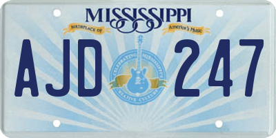 MS license plate AJD247
