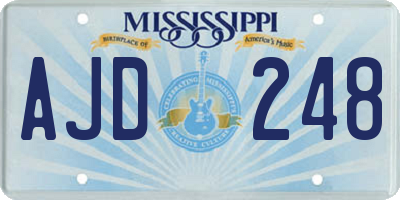 MS license plate AJD248