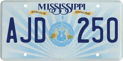 MS license plate AJD250