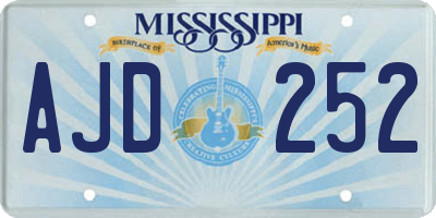 MS license plate AJD252