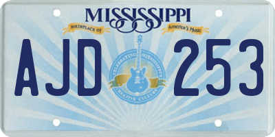 MS license plate AJD253