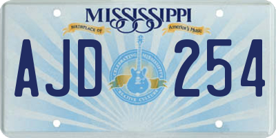 MS license plate AJD254