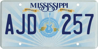 MS license plate AJD257
