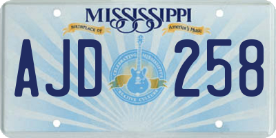 MS license plate AJD258
