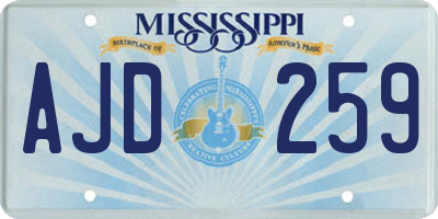 MS license plate AJD259