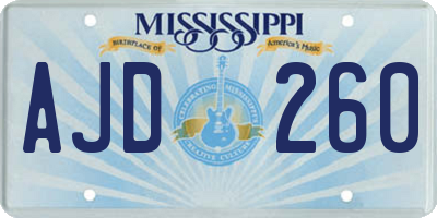 MS license plate AJD260