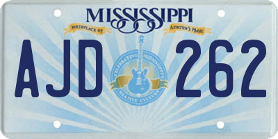 MS license plate AJD262
