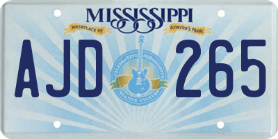 MS license plate AJD265