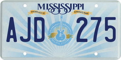 MS license plate AJD275