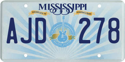 MS license plate AJD278