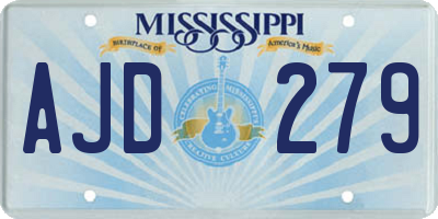 MS license plate AJD279