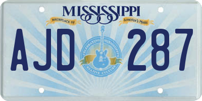 MS license plate AJD287