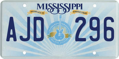 MS license plate AJD296