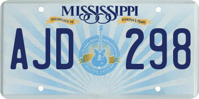 MS license plate AJD298