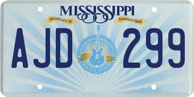 MS license plate AJD299