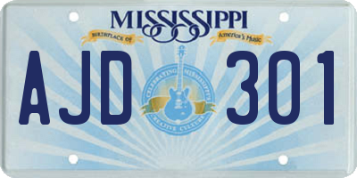 MS license plate AJD301