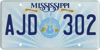 MS license plate AJD302
