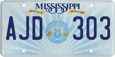 MS license plate AJD303