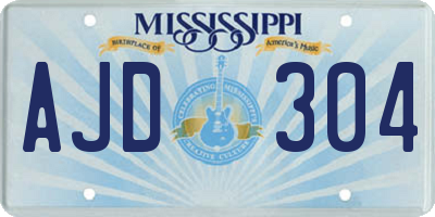 MS license plate AJD304