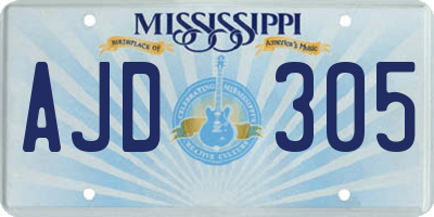 MS license plate AJD305