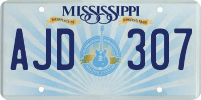 MS license plate AJD307