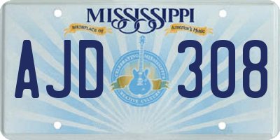 MS license plate AJD308