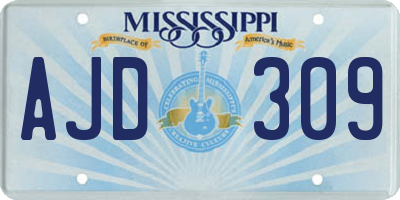 MS license plate AJD309