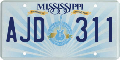 MS license plate AJD311