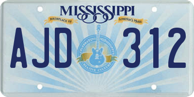 MS license plate AJD312