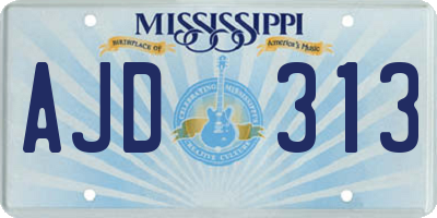 MS license plate AJD313