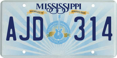 MS license plate AJD314
