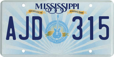 MS license plate AJD315