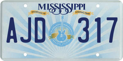 MS license plate AJD317