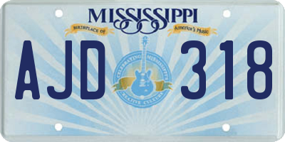 MS license plate AJD318
