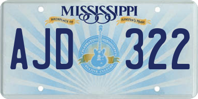 MS license plate AJD322