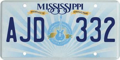MS license plate AJD332