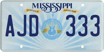 MS license plate AJD333