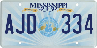 MS license plate AJD334