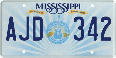 MS license plate AJD342