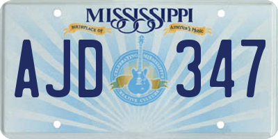 MS license plate AJD347