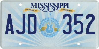 MS license plate AJD352