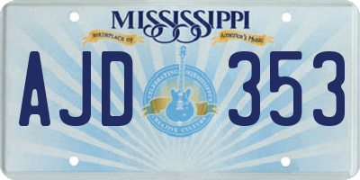 MS license plate AJD353