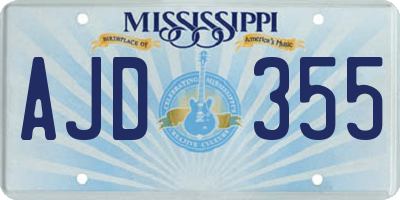 MS license plate AJD355