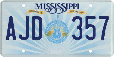 MS license plate AJD357