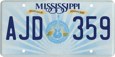 MS license plate AJD359