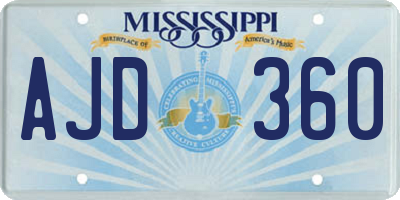 MS license plate AJD360