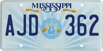 MS license plate AJD362