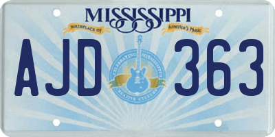 MS license plate AJD363
